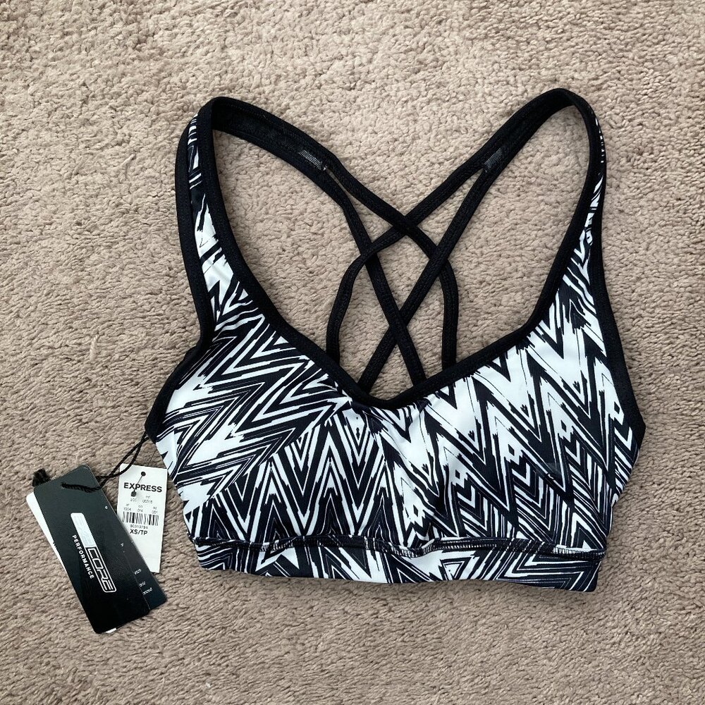 NEW Express black & white sports bra size XS